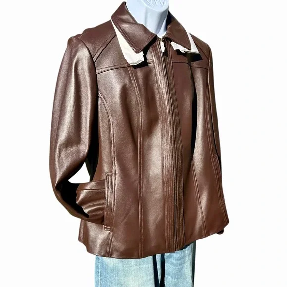 NEW BGSD Lambskin Leather Jacket Miranda Sz XL Dark Chocolate Brown Full Zip NWT - Picture 12 of 15
